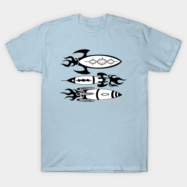 Retro Modern Art Rockets T-Shirt by Surly